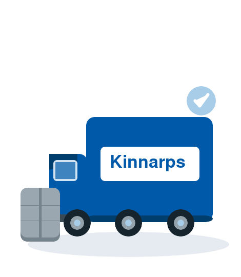 Kinnarps Blue Truck — livraison durable en couvertures réutilisables