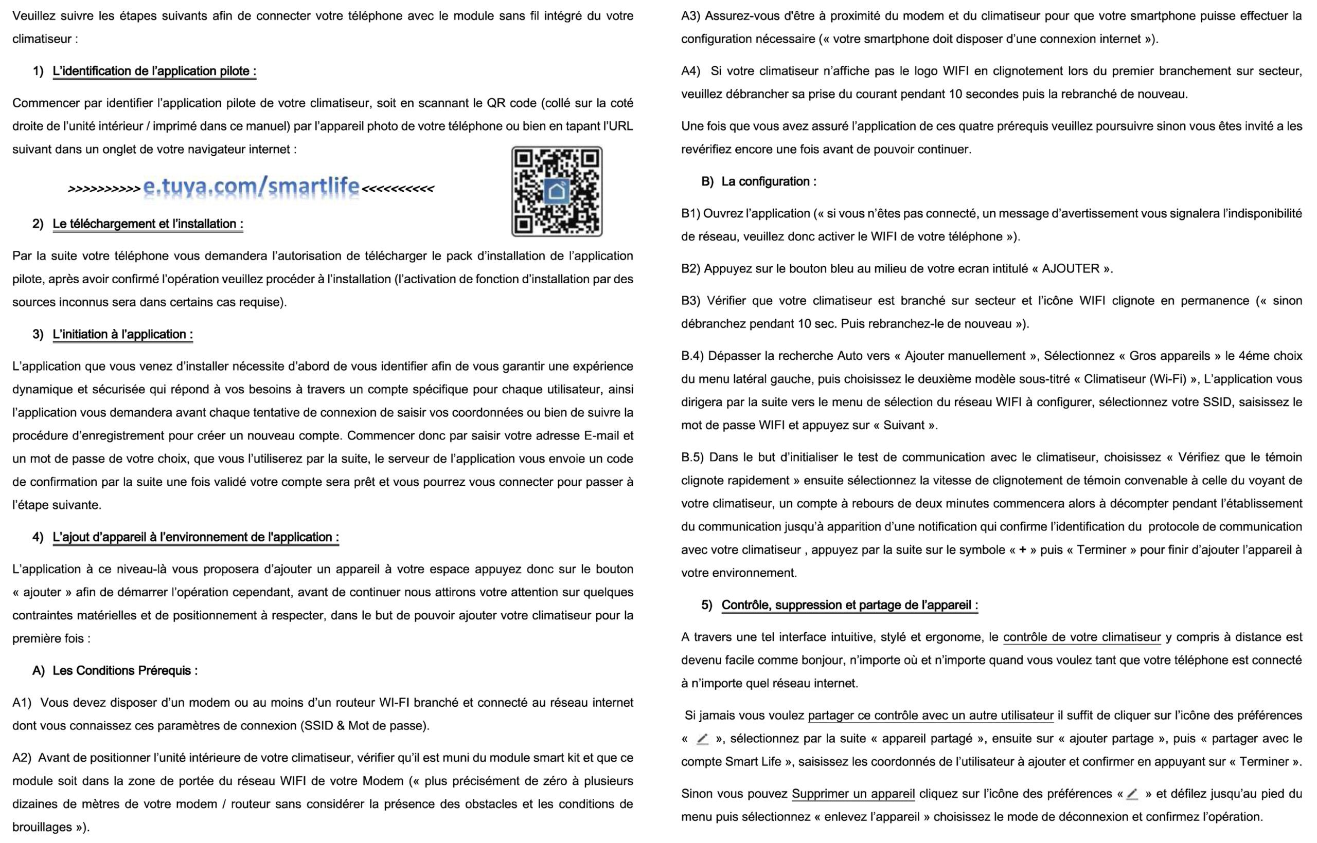 Manuel WIFI & Application des Climatiseurs BIOLUX SMART