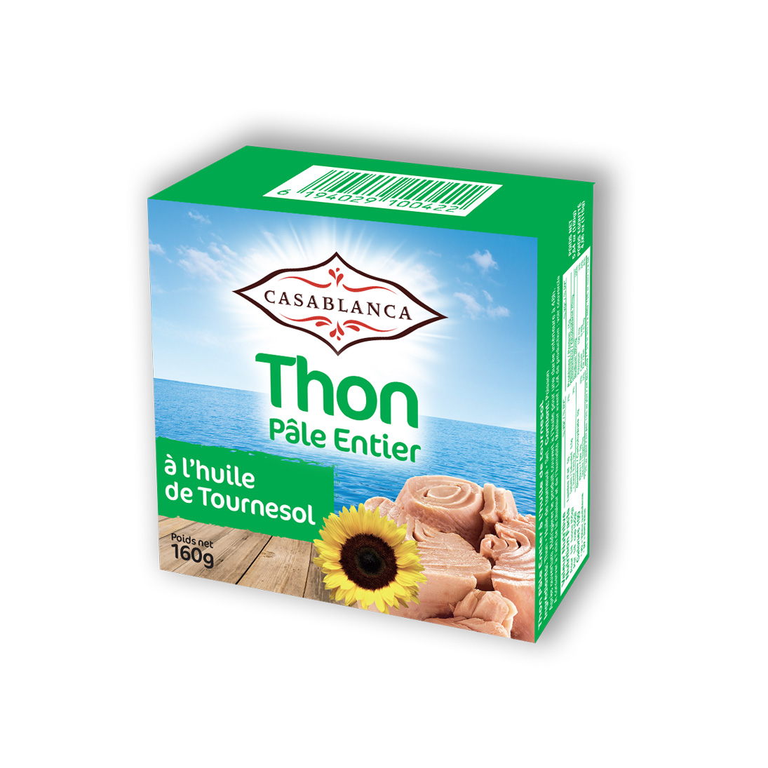 Thon pâle entier à l’huile de tournesol 160g Casablanca