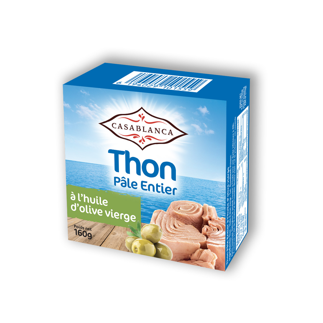 Thon pâle entier à l’huile d’olive vierge 160g Casablanca