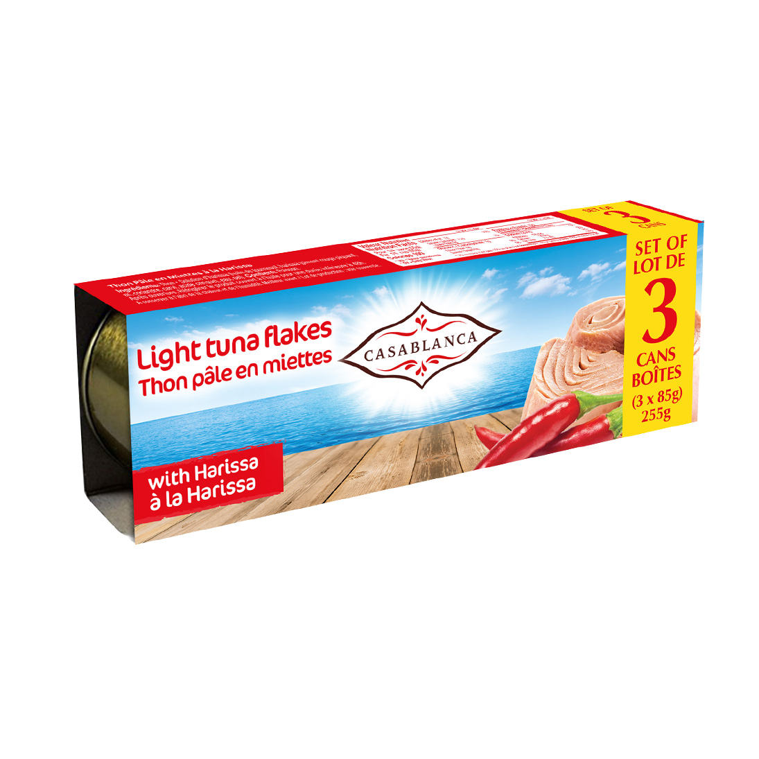 Thon pâle en miettes à la harissa casablanca lôt de 3 boites x 85g