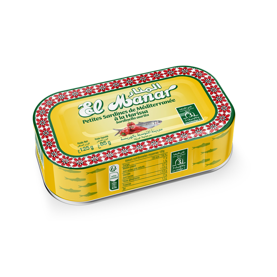 Sardines de Méditerranée à la Harissa El Manar 125g