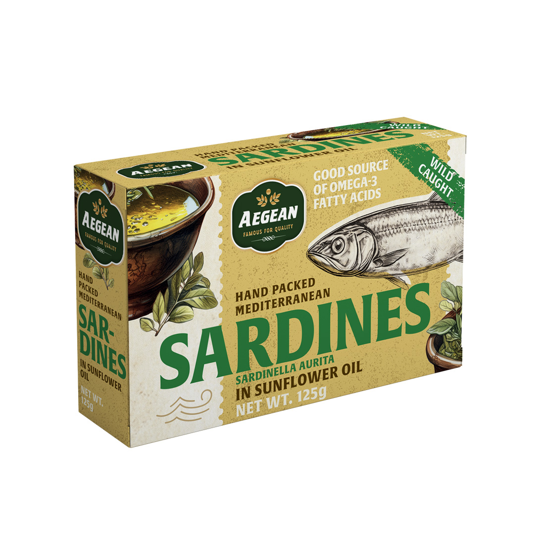 Sardines à l’huile de tournesol – AEGEAN 125g