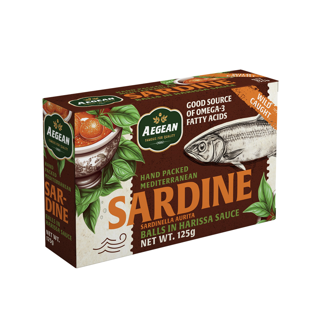 boulettes de sardines Méditerranée à la harissa Aegean 125g