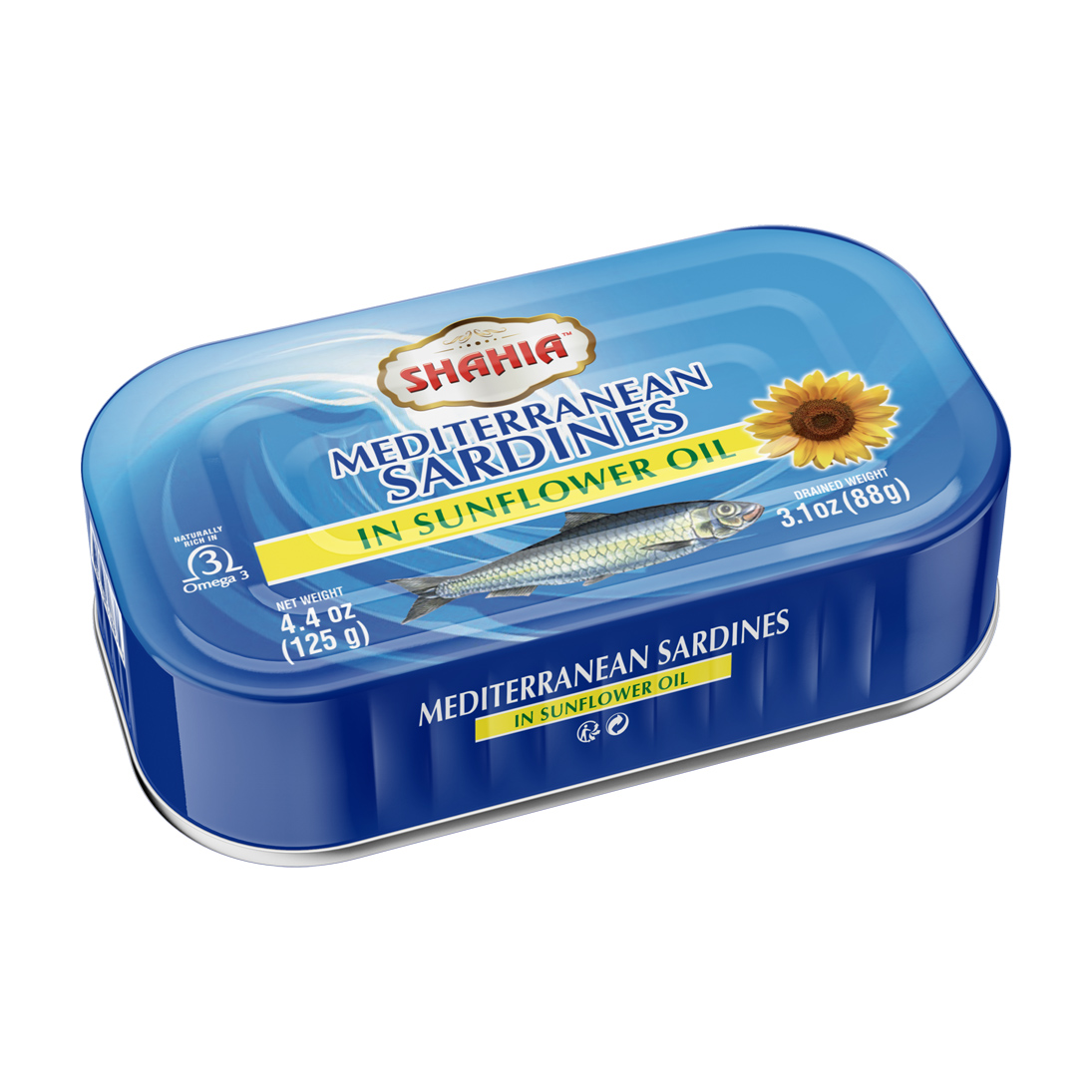 Sardines de méditerranée Shahia à l’huile de Tournesol 125 g